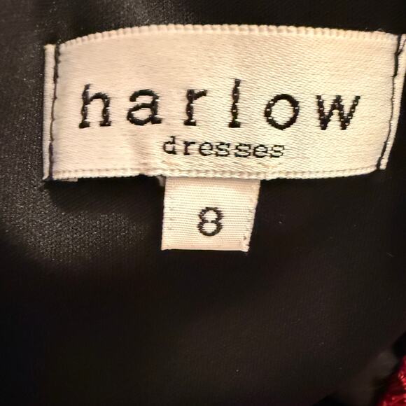 Vintage Harlow Crochet Fringe Flapper V Neck Dress Red Sleeveless Y2K Retro Fall - Picture 7 of 8